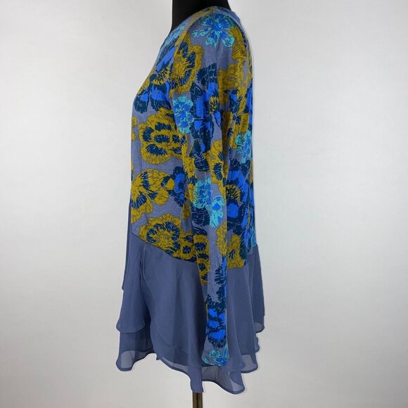 LOGO By Lori Goldstein Womens US XS Floral Cotton Modal Woven Chiffon Tunic Top - Picture 7 of 16